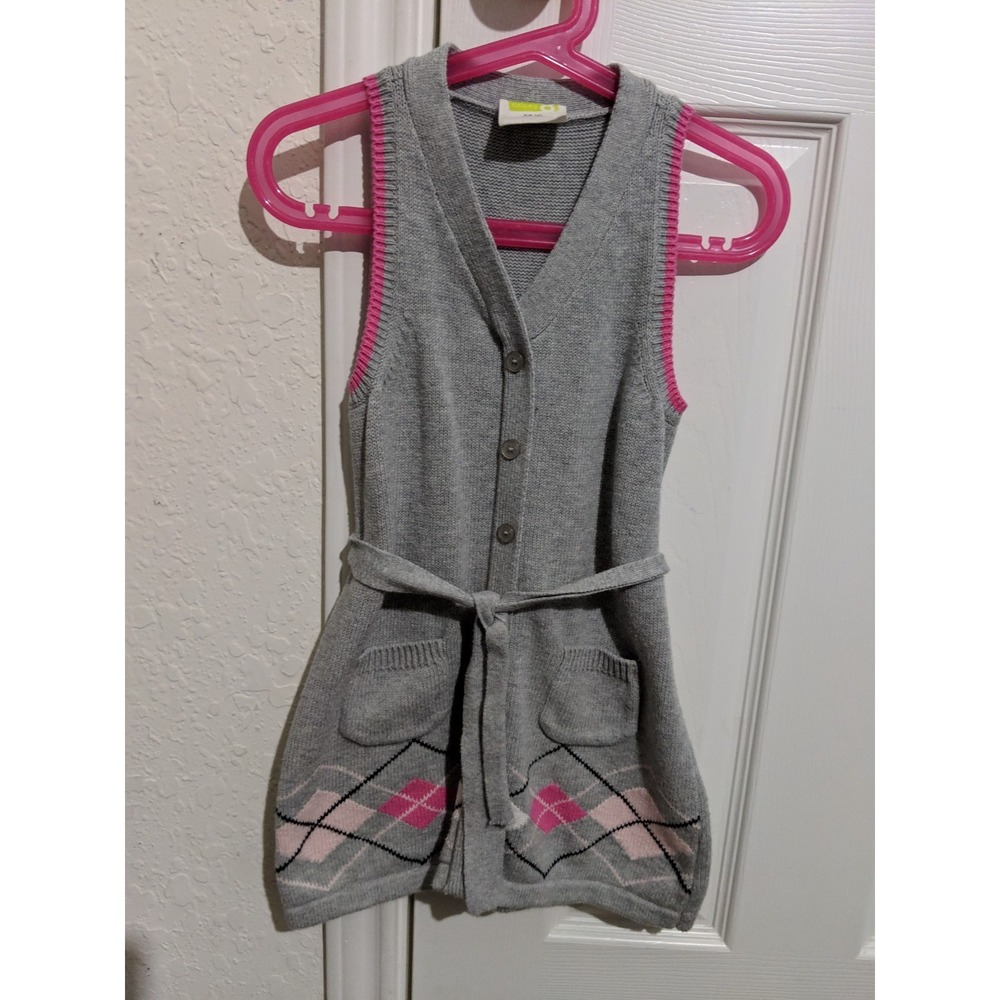 Crazy 8 Girls Toddler Size 4 Knit Sweater Dress Jumper Gray Pink